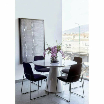 High Gloss White Round Dining Table Seats 4-Dining Tables-Moe's Home-LOOMLAN