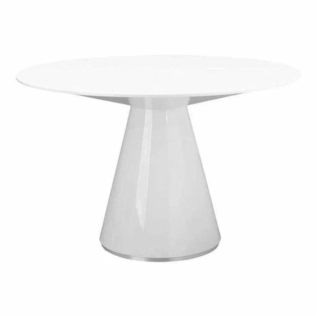 High Gloss White Round Dining Table Seats 4-Dining Tables-Moe's Home-LOOMLAN