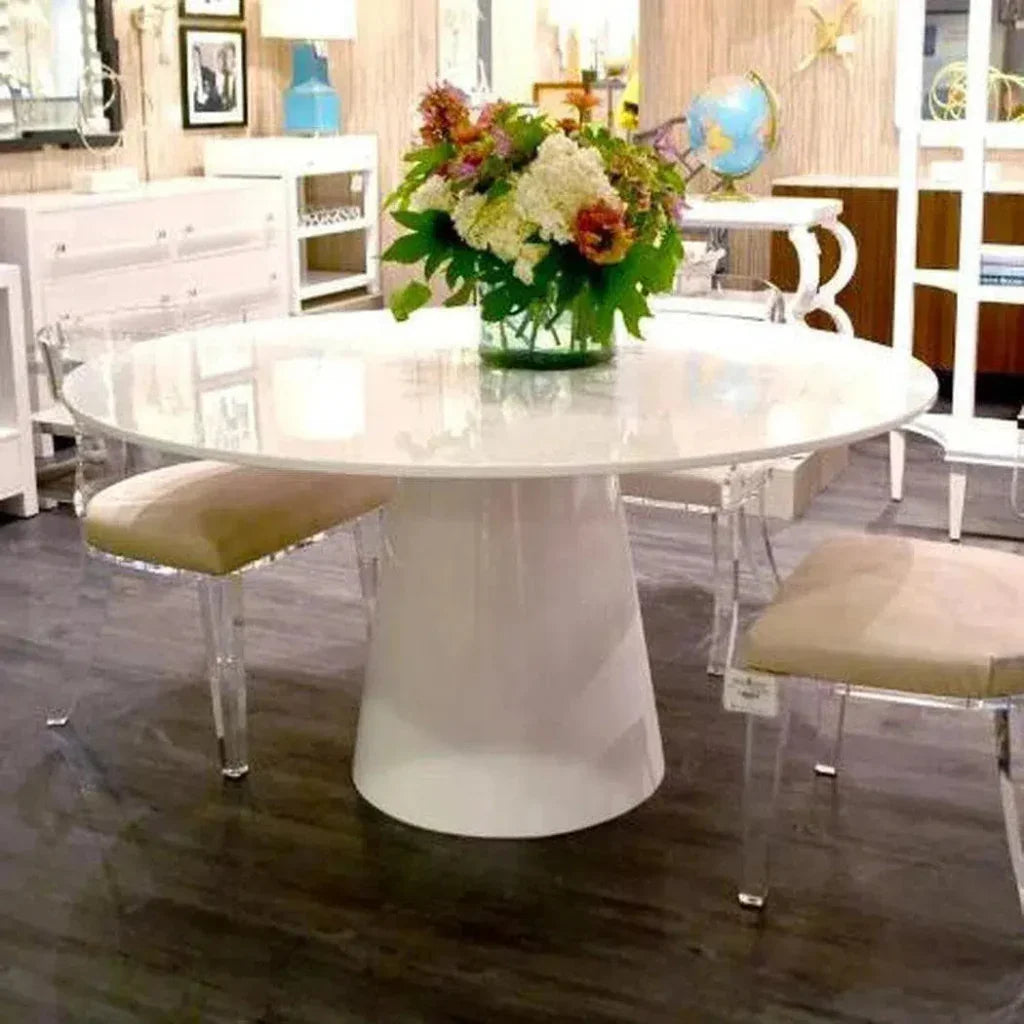 High Gloss White Round Dining Table Seats 6-Dining Tables-Moe's Home-LOOMLAN