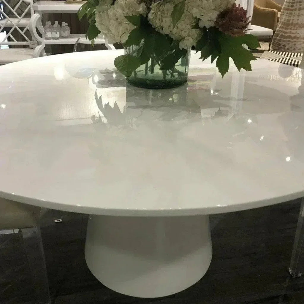 High Gloss White Round Dining Table Seats 6-Dining Tables-Moe's Home-LOOMLAN