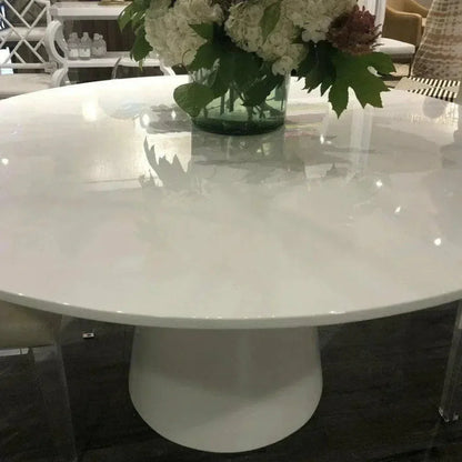 High Gloss White Round Dining Table Seats 6-Dining Tables-Moe's Home-LOOMLAN