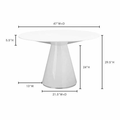 High Gloss White Round Dining Table Seats 6-Dining Tables-Moe's Home-LOOMLAN