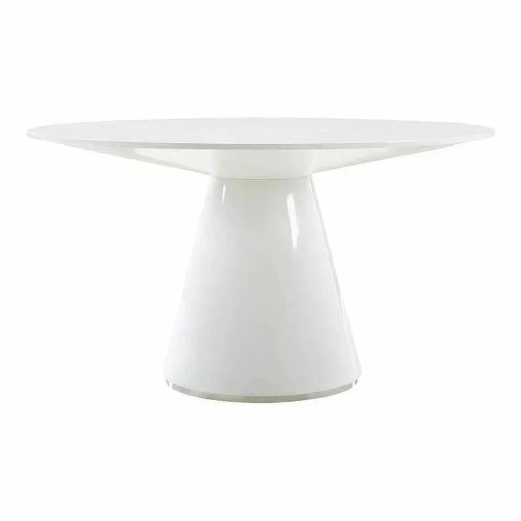 High Gloss White Round Dining Table Seats 6-Dining Tables-Moe's Home-LOOMLAN