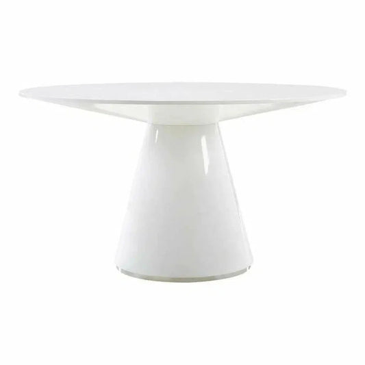 High Gloss White Round Dining Table Seats 6-Dining Tables-Moe's Home-LOOMLAN