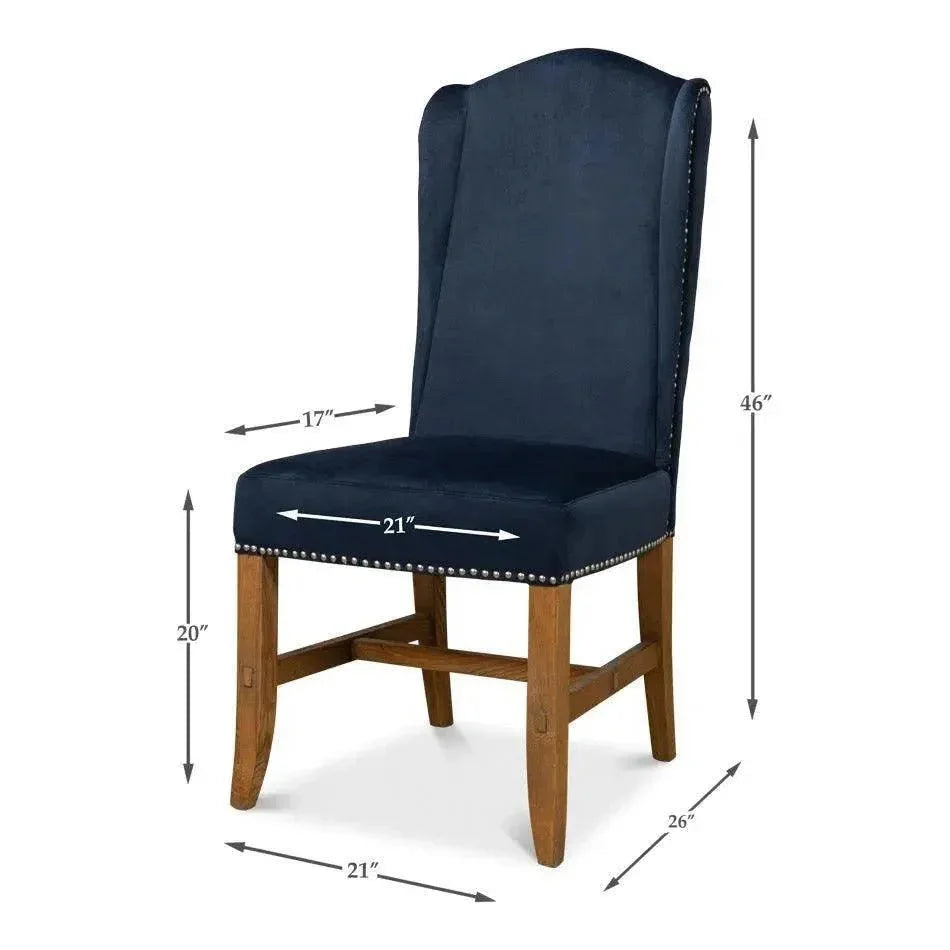 High Velvet Armless Dining Chair 2PC - LOOMLAN - Sarreid - Dining Chairs