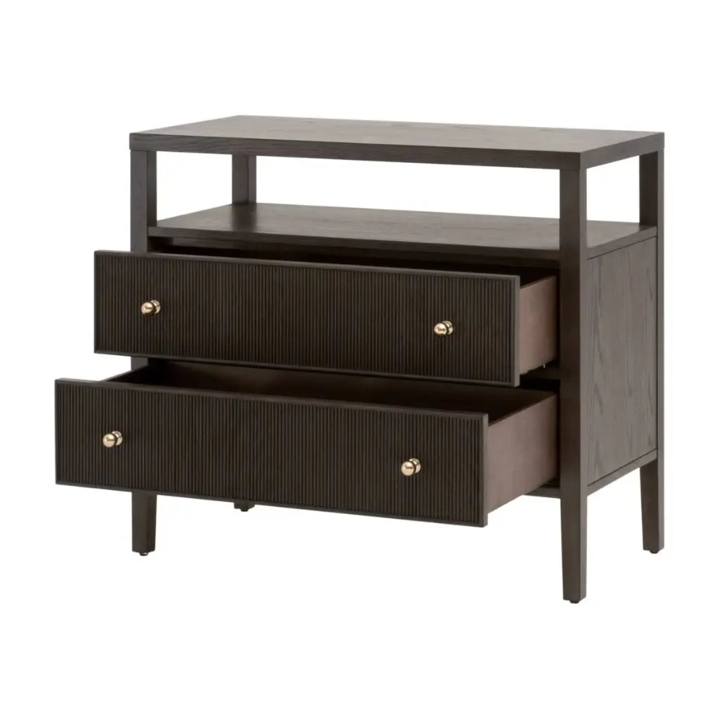 Highland Open Shelf 2-Drawer Nightstand-Nightstands-Essentials For Living-LOOMLAN