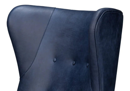 Hightower Distilled Blue Leather Chair - LOOMLAN - Sarreid - Club Chairs