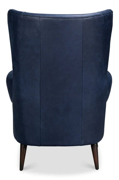 Hightower Distilled Blue Leather Chair - LOOMLAN - Sarreid - Club Chairs