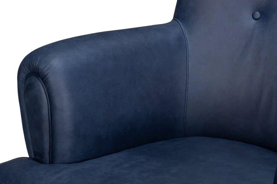 Hightower Distilled Blue Leather Chair - LOOMLAN - Sarreid - Club Chairs