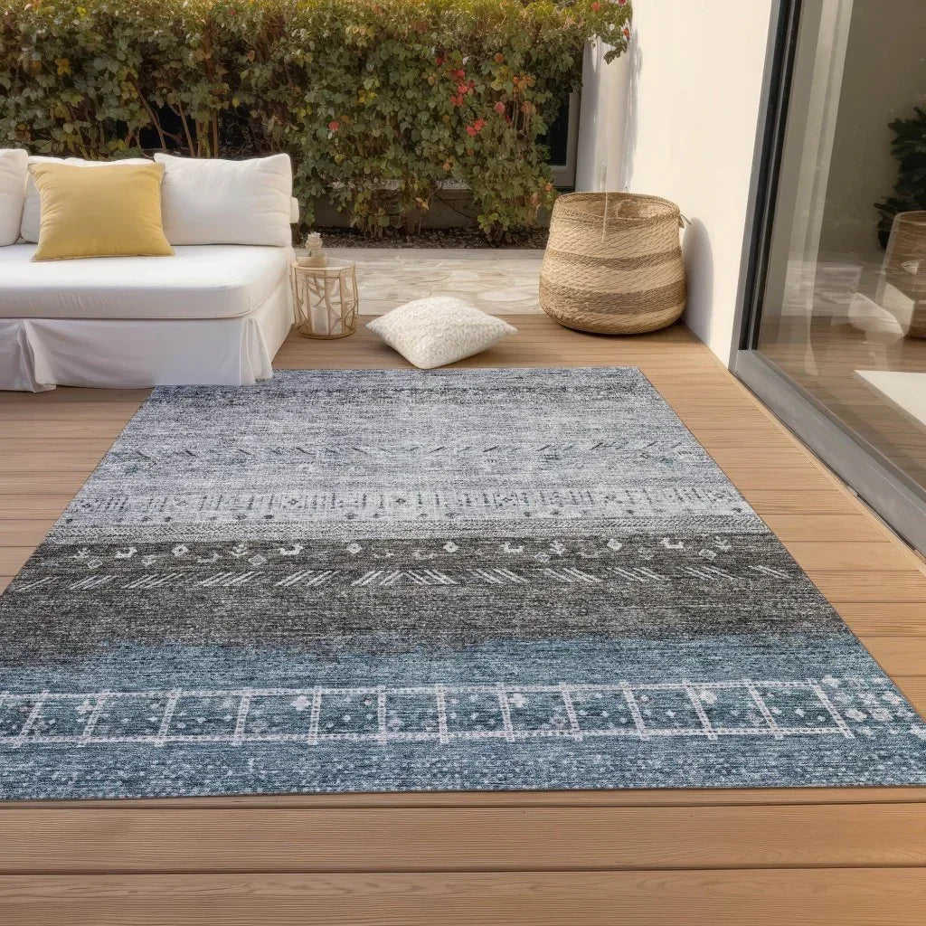 Hilda Blue Washable Indoor - Outdoor Rug - LOOMLAN - LOOMLAN Rugs - Outdoor Rugs