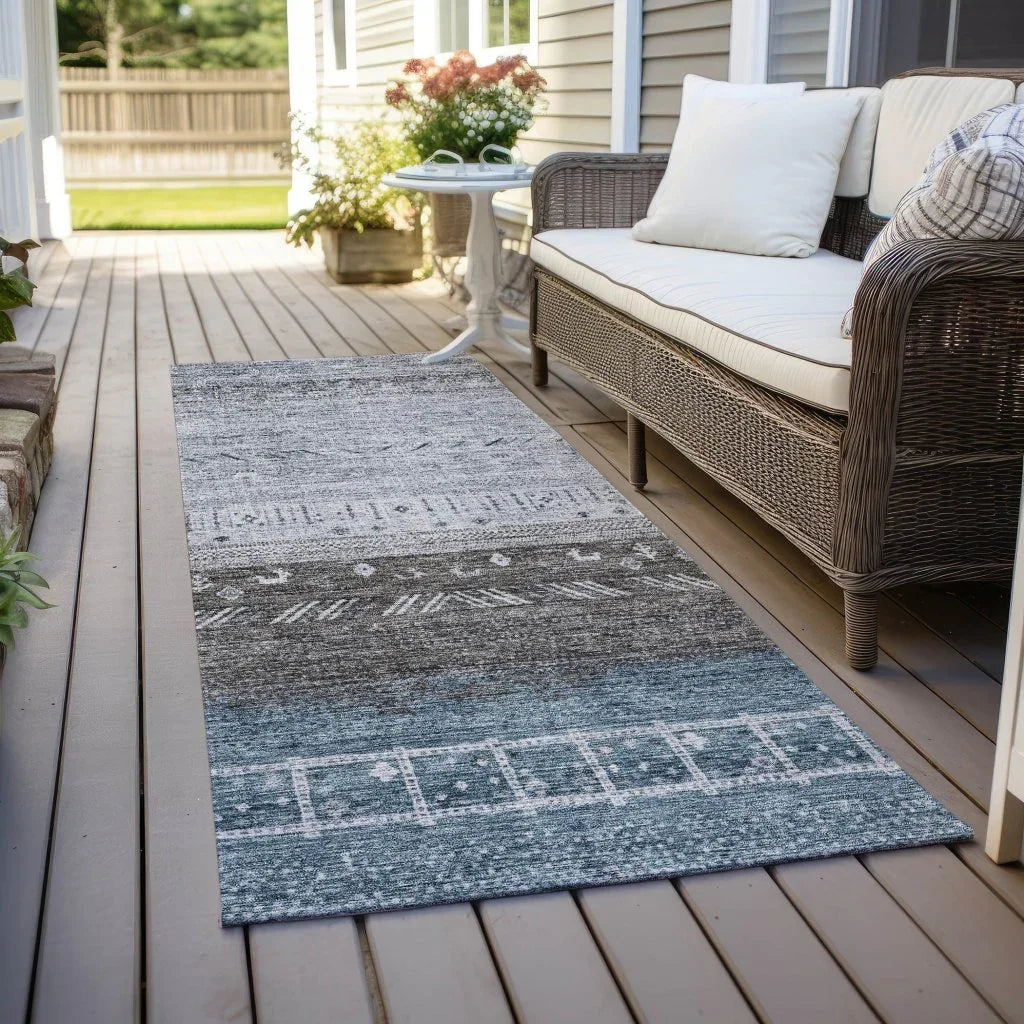 Hilda Blue Washable Indoor - Outdoor Rug - LOOMLAN - LOOMLAN Rugs - Outdoor Rugs