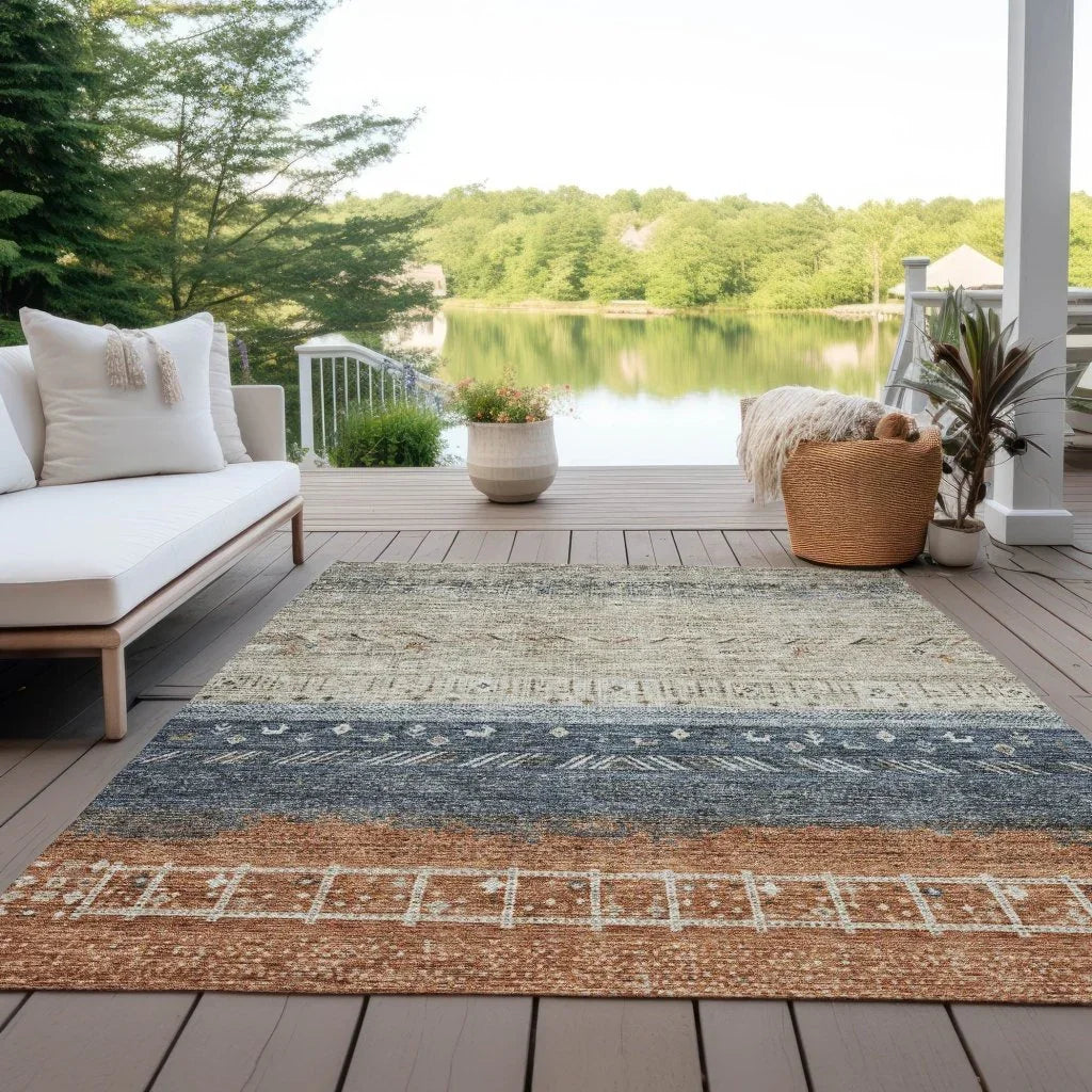 Hilda Brown Washable Indoor - Outdoor Rug - LOOMLAN - LOOMLAN Rugs - Outdoor Rugs