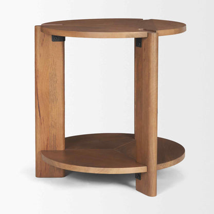 Hisako Wooden Round Accent Table