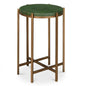 Hobart Green Leather Top Round Side Table - LOOMLAN - Sarreid - Side Tables