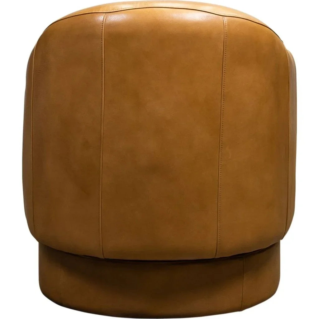 Hoboken Curved Armed Leather Swivel Chair - LOOMLAN - Olivia + Quinn - Club Chairs