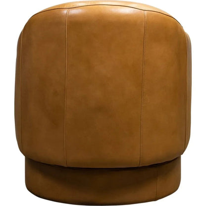Hoboken Curved Armed Leather Swivel Chair - LOOMLAN - Olivia + Quinn - Club Chairs