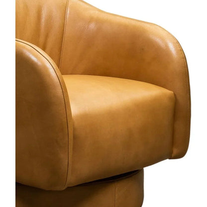 Hoboken Curved Armed Leather Swivel Chair - LOOMLAN - Olivia + Quinn - Club Chairs