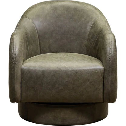 Hoboken Curved Armed Leather Swivel Chair - LOOMLAN - Olivia + Quinn - Club Chairs