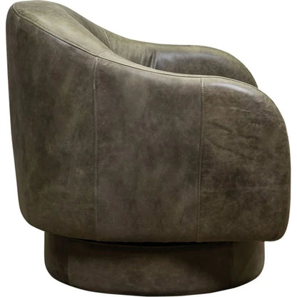 Hoboken Curved Armed Leather Swivel Chair - LOOMLAN - Olivia + Quinn - Club Chairs