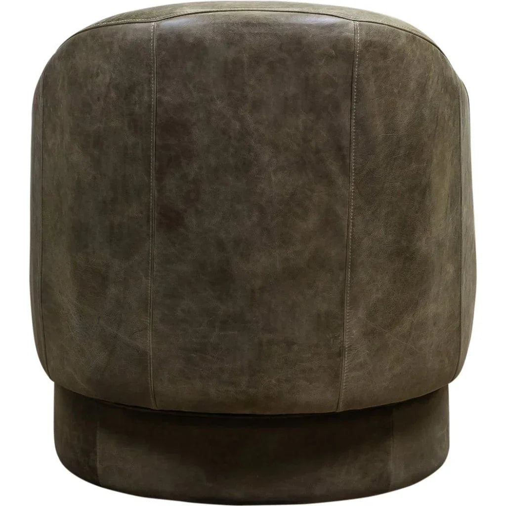 Hoboken Curved Armed Leather Swivel Chair - LOOMLAN - Olivia + Quinn - Club Chairs