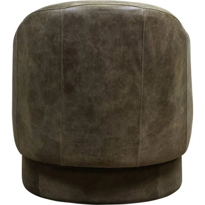 Hoboken Curved Armed Leather Swivel Chair - LOOMLAN - Olivia + Quinn - Club Chairs