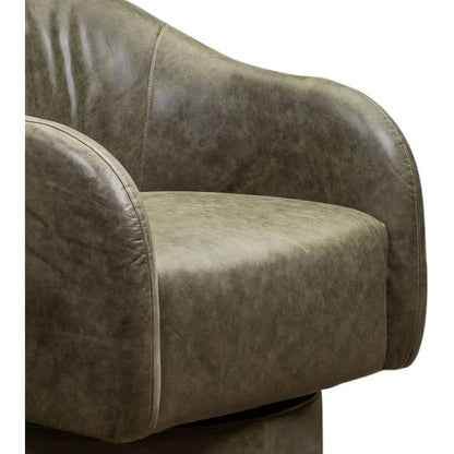 Hoboken Curved Armed Leather Swivel Chair - LOOMLAN - Olivia + Quinn - Club Chairs