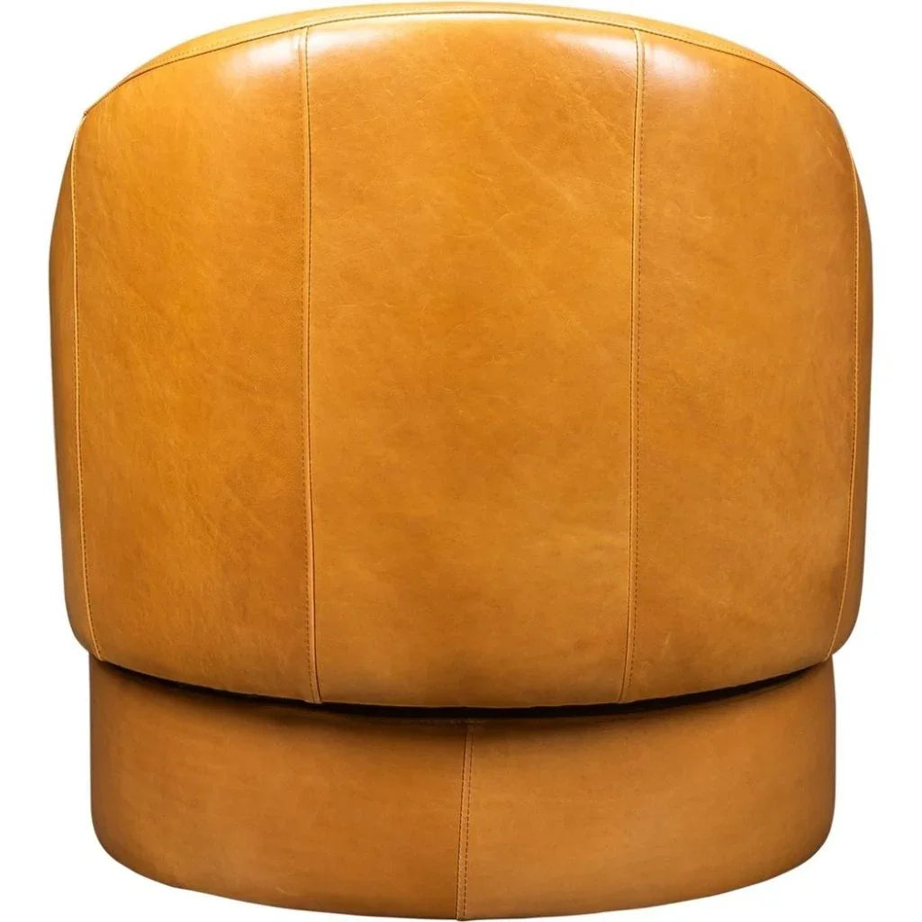 Hoboken Curved Armed Leather Swivel Chair - LOOMLAN - Olivia + Quinn - Club Chairs