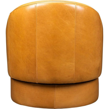 Hoboken Curved Armed Leather Swivel Chair - LOOMLAN - Olivia + Quinn - Club Chairs