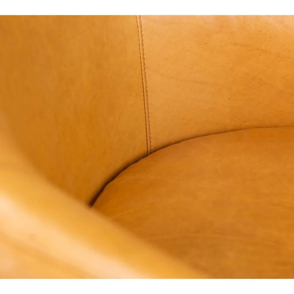 Hoboken Curved Armed Leather Swivel Chair - LOOMLAN - Olivia + Quinn - Club Chairs