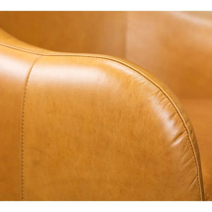 Hoboken Curved Armed Leather Swivel Chair - LOOMLAN - Olivia + Quinn - Club Chairs