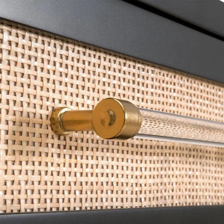 Holland 1 - Drawer Side Table Black Wood & Rattan - LOOMLAN - Essentials For Living - Side Tables