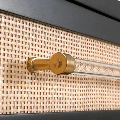 Holland 1 - Drawer Side Table Black Wood & Rattan - LOOMLAN - Essentials For Living - Side Tables