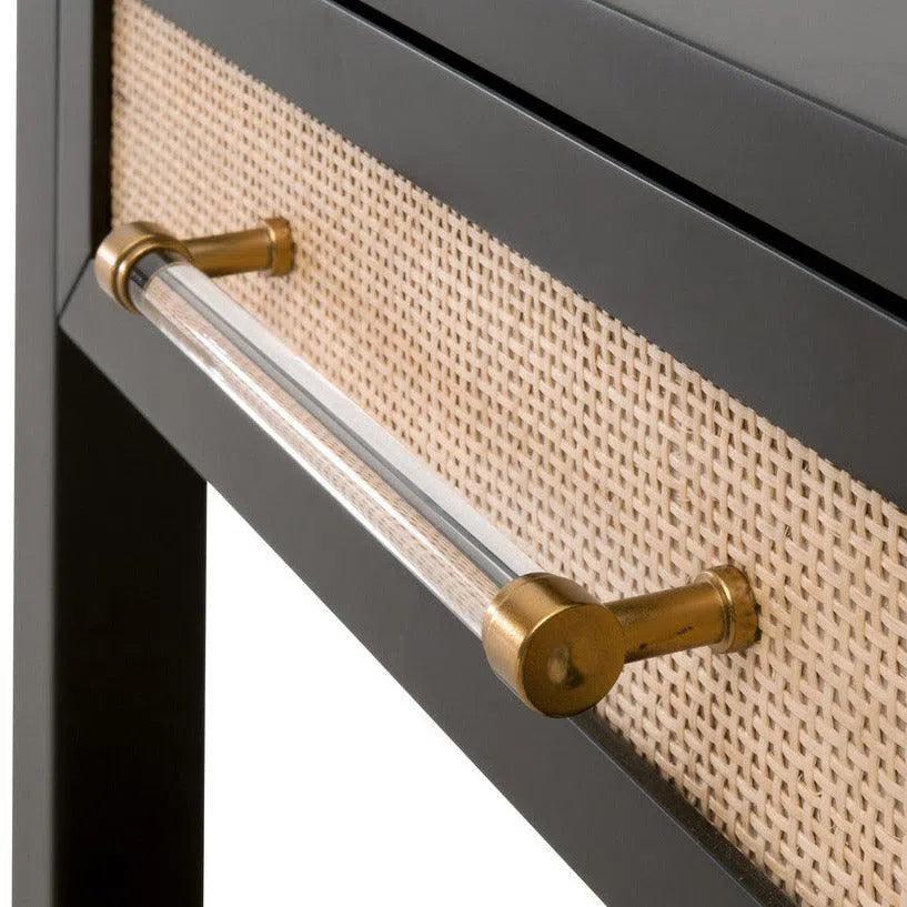 Holland 1 - Drawer Side Table Black Wood & Rattan - LOOMLAN - Essentials For Living - Side Tables