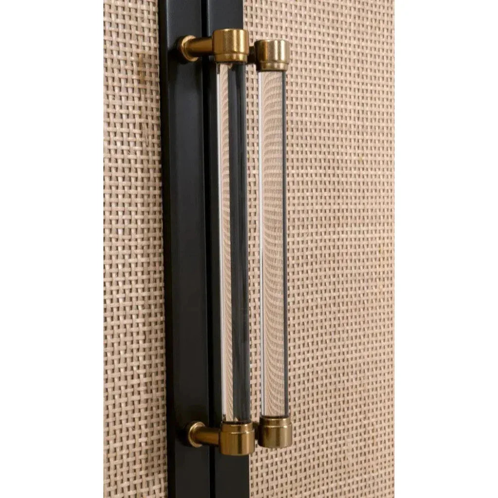 Holland Media Sideboard Black Wood & Rattan Inlay - LOOMLAN - Essentials For Living - Sideboards