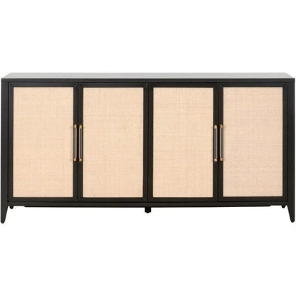 Holland Media Sideboard Black Wood & Rattan Inlay - LOOMLAN - Essentials For Living - Sideboards