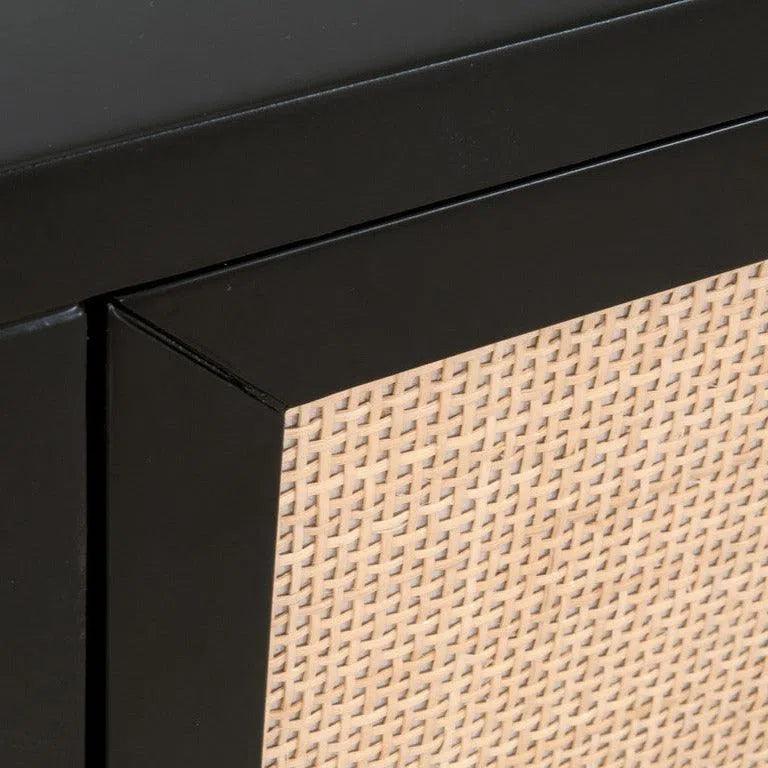 Holland Media Sideboard Black Wood & Rattan Inlay - LOOMLAN - Essentials For Living - Sideboards