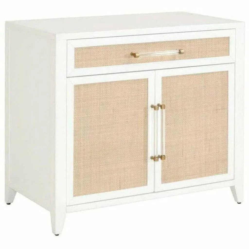 Holland White Rattan Scandinavian Nightstand - LOOMLAN - Essentials For Living - Nightstands