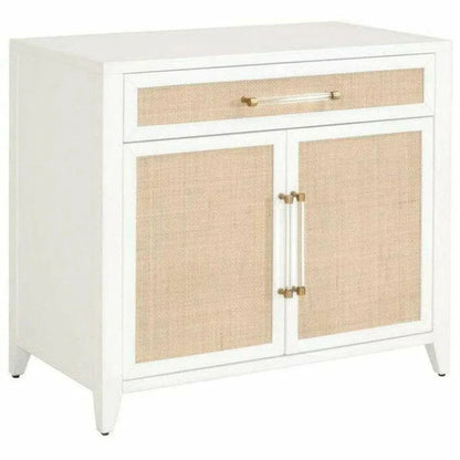 Holland White Rattan Scandinavian Nightstand - LOOMLAN - Essentials For Living - Nightstands