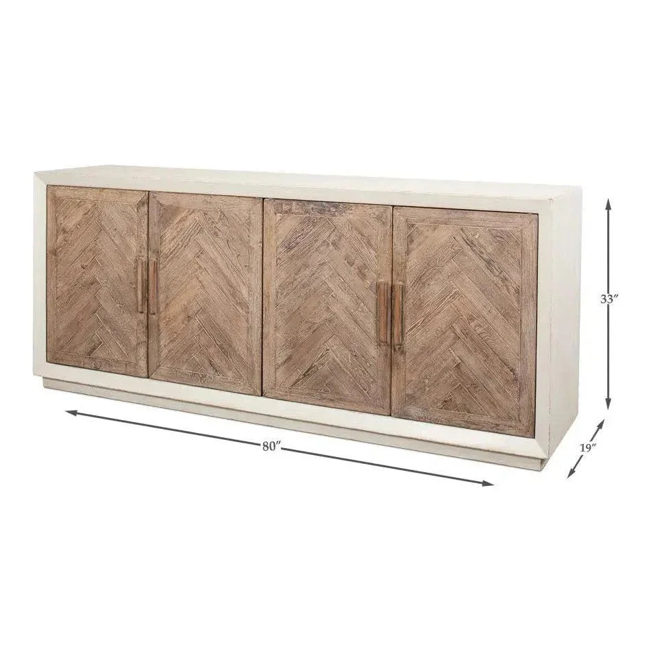 Hollis 4 Door Sideboard Antique White - LOOMLAN - Sarreid - Sideboards