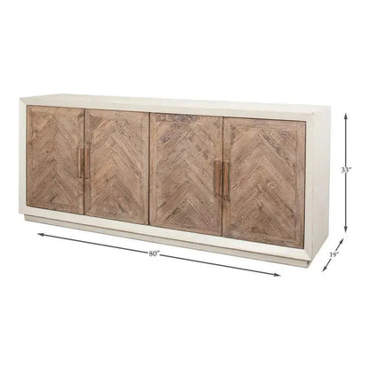 Hollis 4 Door Sideboard Antique White - LOOMLAN - Sarreid - Sideboards