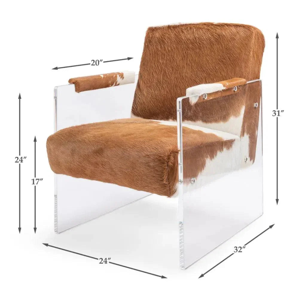 Holloway Armchair Unique Cowhide Accent Chair - LOOMLAN - Sarreid - Accent Chairs