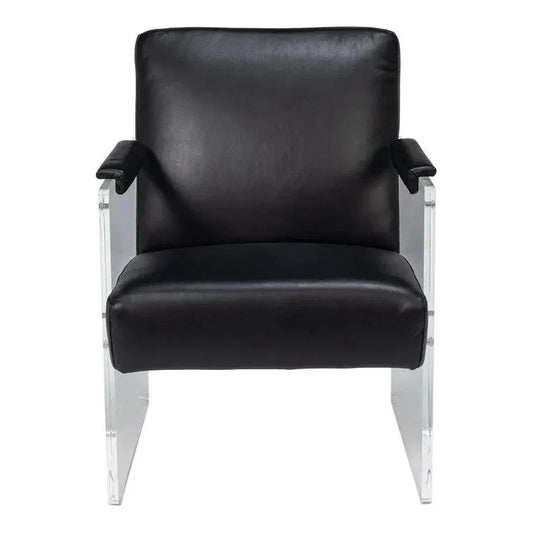 Holloway Leather Black Armchair - LOOMLAN - Sarreid - Accent Chairs