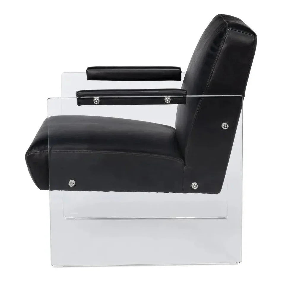 Holloway Leather Black Armchair - LOOMLAN - Sarreid - Accent Chairs