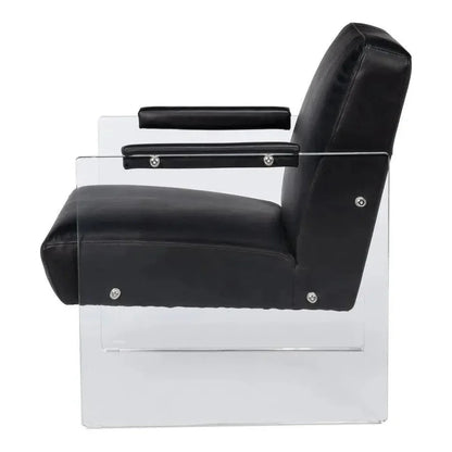 Holloway Leather Black Armchair - LOOMLAN - Sarreid - Accent Chairs