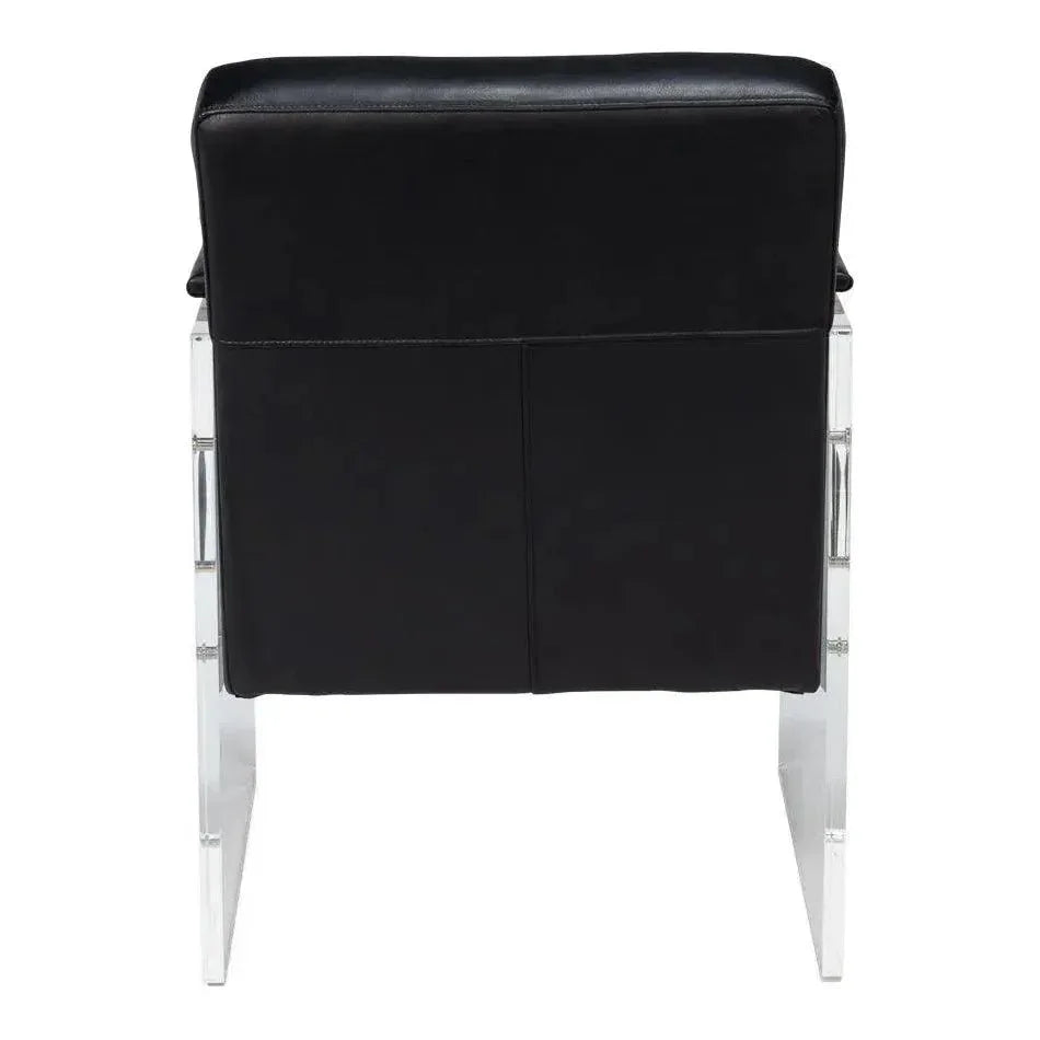 Holloway Leather Black Armchair - LOOMLAN - Sarreid - Accent Chairs