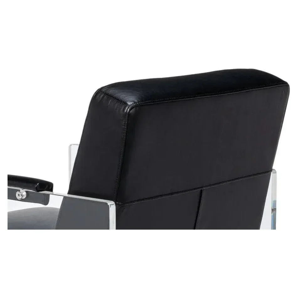 Holloway Leather Black Armchair - LOOMLAN - Sarreid - Accent Chairs