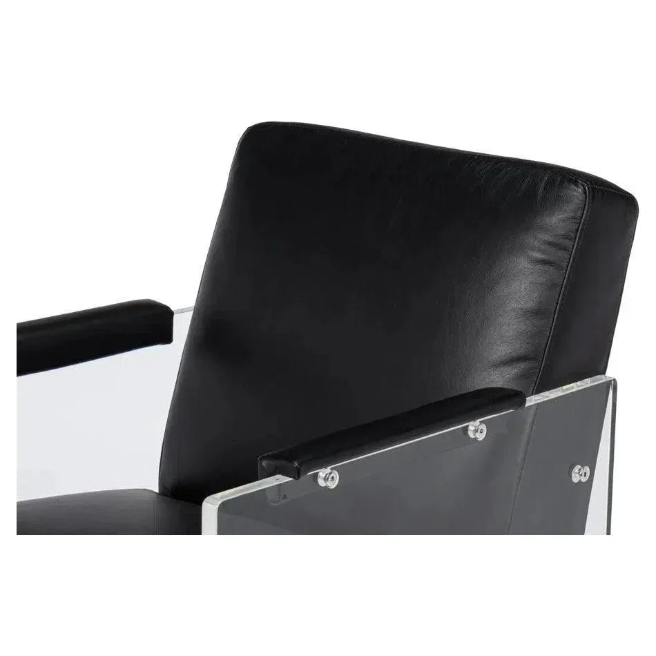 Holloway Leather Black Armchair - LOOMLAN - Sarreid - Accent Chairs