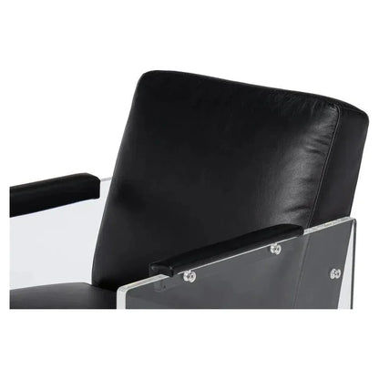 Holloway Leather Black Armchair - LOOMLAN - Sarreid - Accent Chairs