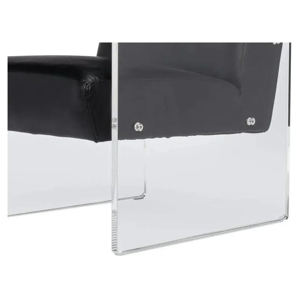 Holloway Leather Black Armchair - LOOMLAN - Sarreid - Accent Chairs