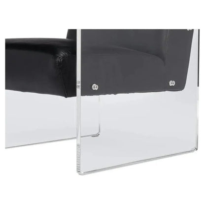 Holloway Leather Black Armchair - LOOMLAN - Sarreid - Accent Chairs